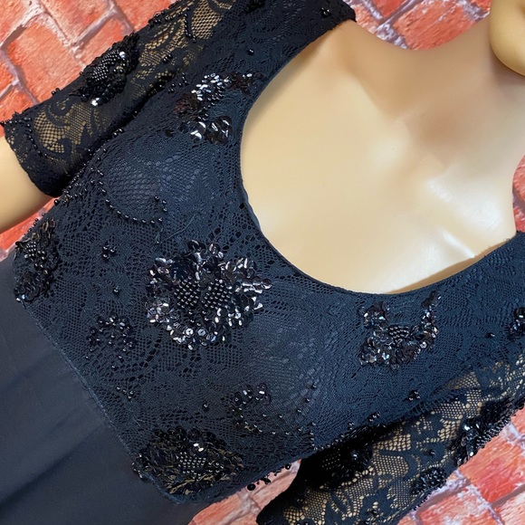 Vintage CDC Beaded Black Evening Gown - Picture 2 of 10